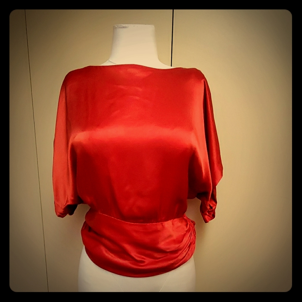 Red silk vintage 70s blouse